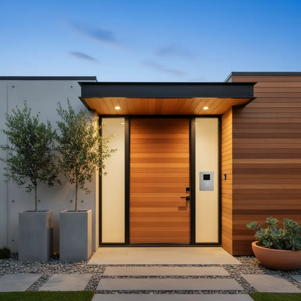 Modern house entrance with video intercom