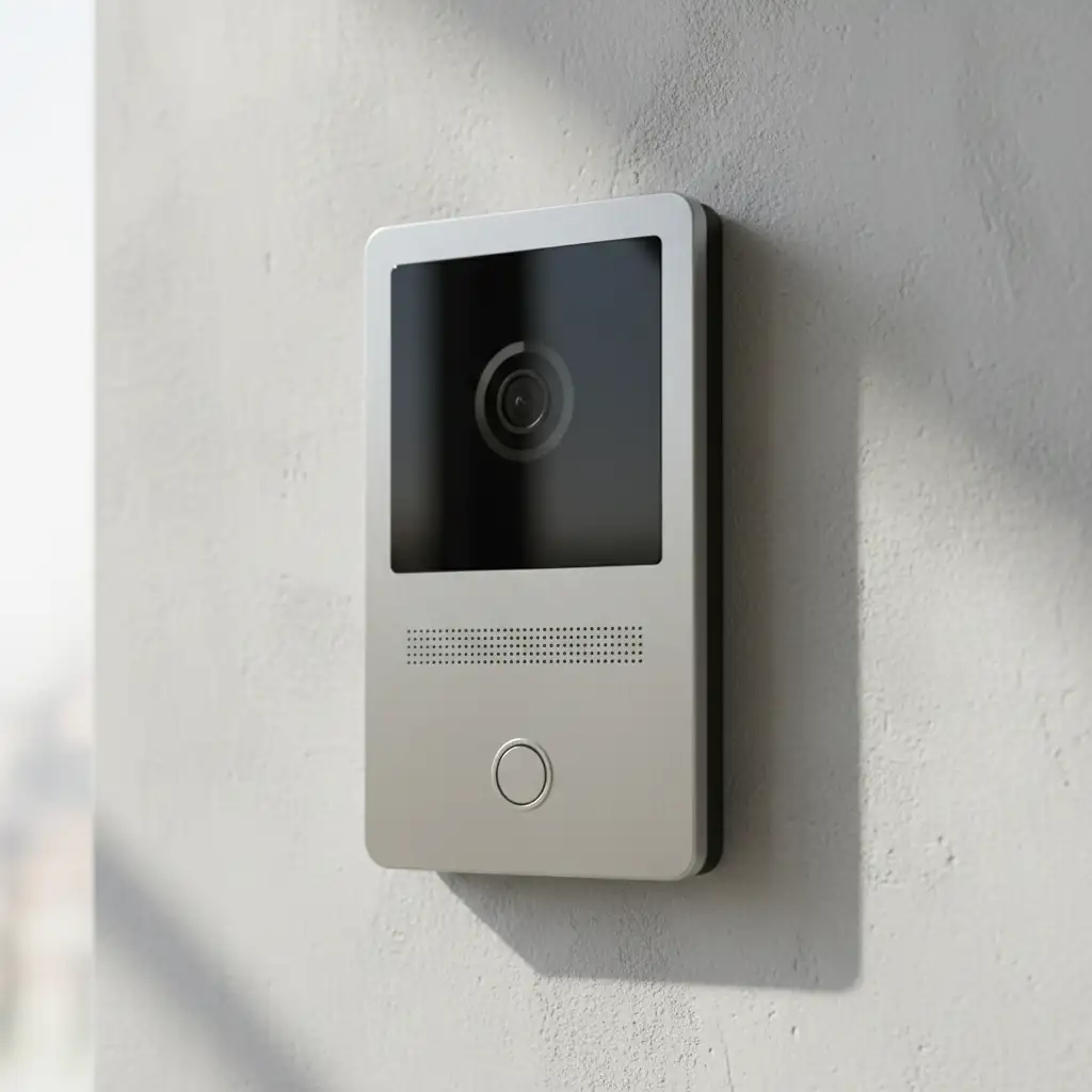Modern video intercom on a wall
